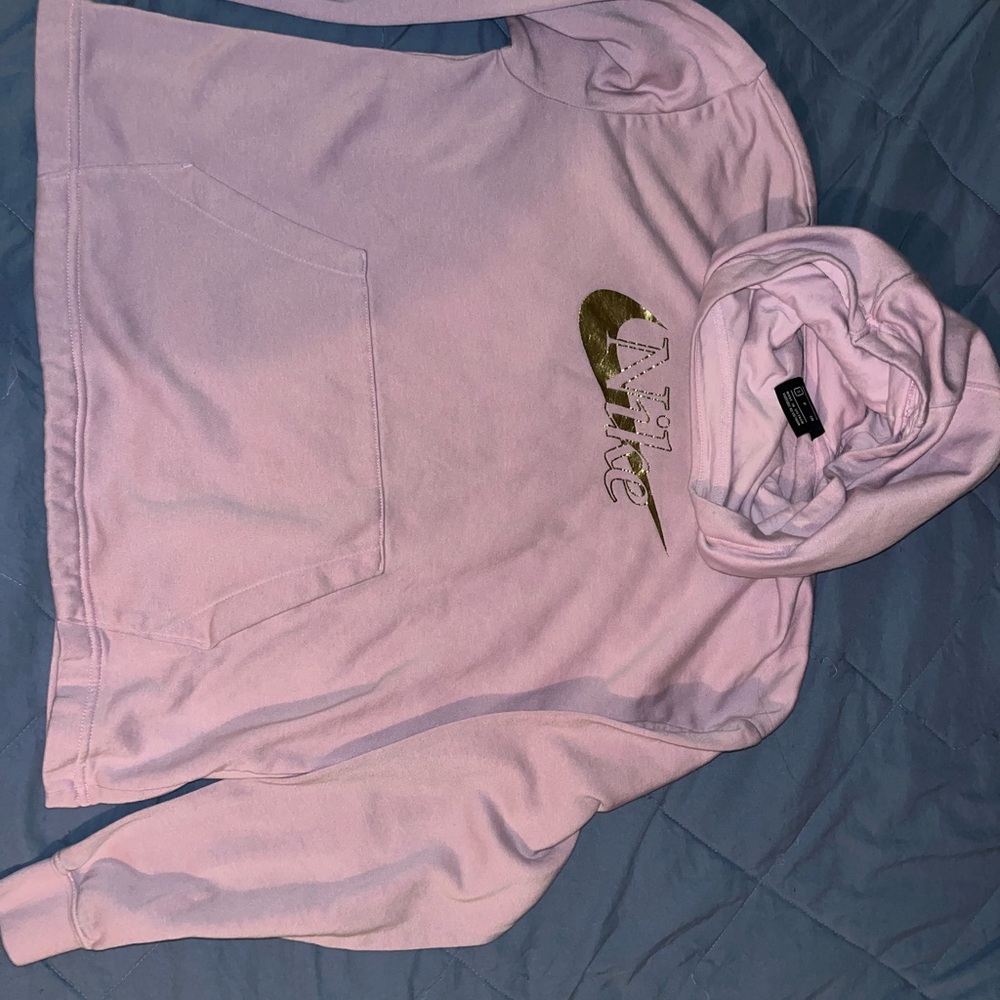Nike Pink Hoodie with Gold Logo